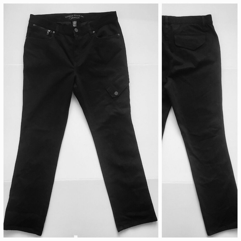 NWT Lauren Jeans Co Ralph Lauren Pants Size 12 Black Utility Cargo Straight Leg